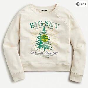 J Crew Cropped Big sky pine tree Sweatshirt Sweater